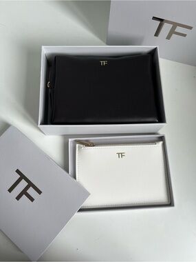 Tom Ford (TF) Beauty Dark Brown & White Leather Pouches